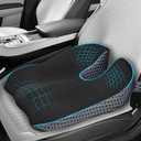 Car Seat Cushion  Memory Foam Car Booster Seat Cushion for Adults  Wedge Design for Driving Height & Comfort  Breathable Mesh Seat Pad for Car Seats with Adjustable Straps (Black)