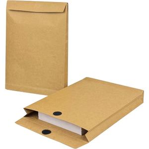15 Pack Expandable Large Kraft Envelopes, 9.3" x 13" Big Mailing Envelopes Hook-and-Loop Closure Anti Tear Catalog Envelopes for Business Office Paper Documents File Storage - Brown