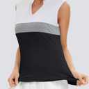 Womens Golf Shirt V Neck Sleeveless Polo Shirts Athletic Tennis Tank Tops Moisture Wicking Lightweight Sports Top (Large, Z_white_ Light Gray_ Black)