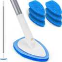 Shower Scrubber, Bathroom Tub and Tile Cleaner Brush with Long Handle, 47'' Bathtub Cleaning Tool with 6 Refill Pads