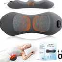 3-in-1 Electric Lumbar Support Pillow with Adjustable Height for Bed and Chair, Triple Fusion Cordless Back Massager with Heated, Vibration, Traction, Lower Back Pain Relief for Home & Office, Car