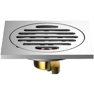 Square Floor Drain with Backflow Preventer, 4 x 4 inch, Stainless Steel 304, for Kitchen Bathroom Balcony Backyard,Brass Core, Silver Chrome 006