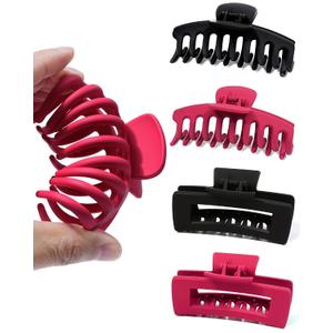 Mesovor 4 Pack Silicone Flexible Hair Claw Clips, Nonslip Large Claw Clip | Soft Hair Grip Hairclips for Thin and Thick