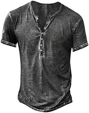 Beotyshow Men's Distressed Henley Shirts Retro Short Sleeve Tee Shirts Casual Button Down Washed T-Shirts for Men Size XXL