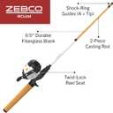 Zebco Roam Spincast Reel and Fishing Rod Combo, 6-Foot 2-Piece Fiberglass Fishing Pole with ComfortGrip Handle, Quickset Anti-Reverse Fishing Reel, Pre-Spooled with 10-Pound Zebco Line