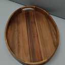 Acacia Wood Serving Tray for Ottoman - Large, Decorative Table Tray for Living Room, Coffee Table, Breakfast in Bed, Candle & Flower Display, Desktop Organizer, 17"x13" Round