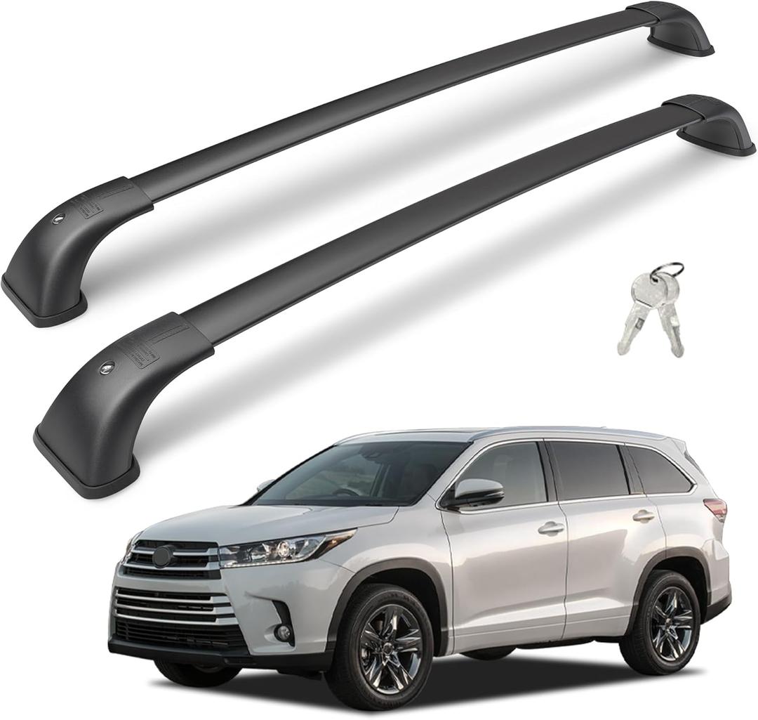 260lbs Roof Rack Cross Bars Compatible with Toyota Highlander 2014-2019 XLE Limited & SE & LE Plus & LE, Lockable Aluminum Heavy Duty Anti-Theft, Rust and Corrosion Resistant Crossbar