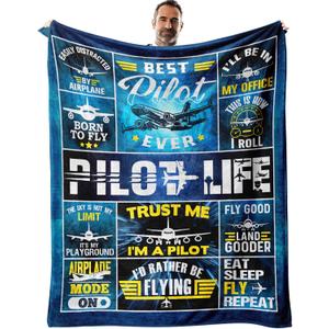Fathers Day Pilot Gifts for Men Throw Blankets 50" x 60", Aviation Gifts for Pilots, Airplane Gifts for Pilots Men, Gift for Aviation Lovers