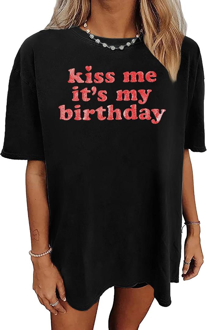 Happy Birthday Shirts for Women It's My Birth-Day Sequin Shirt Birthdays Girl T-Shirt Oversized Summer T Shirts