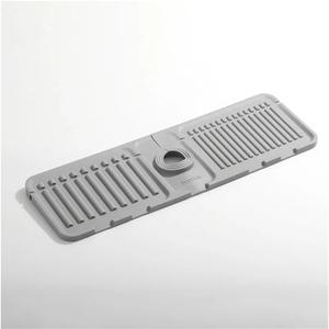 2024 Faucet Mat For Kitchen Sink Splash Guard Silicone Draining Mat Fast Drying Stone Sink Tray For Countertop Drain Rack(Black)