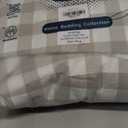 MooMee Gingham Duvet Cover Set 100% Washed Cotton Linen Like Textured Breathable Durable Soft Comfy Modern Checkered Design (Buffalo Plaid Tannish Linen Grey, King 104"x90")