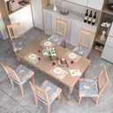 Stretch Dining Chair Seat Covers Set of 4,Dining Chair Slipcovers, Floral Printed Chair Covers,Soft Fabric Washable Upholstered Chair Seat Protector, No Rear Covers for Home Kitchen Dining Room (Folk Floral Pattern)