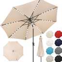 FLAME&SHADE 11 FT outdoor umbrella with 40LED lights, solar light patio umbrella with Centre Surround Light, Table Market Umbrella Outdoor Patiofor Deck, Pool, Backyard, Garden (Beige)