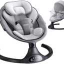 LAREX Baby Swing Infant Swing Electric Toddler Baby Rocker Portable for Newborn Boy Girl, 5 Sway Speeds with Remote Control, 10 Preset Melodies and Bluetooth, 0-6 Months Max 20 Lbs (Black)