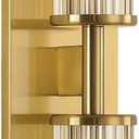 2-Light Modern Vanity Wall Lamp in Brushed Brass, Industrial Bathroom Lighting with Glass Rod Shades, Adjustable Modern Mirror Lights for Bedroom & Bathroom, Wall Sconce for Makeup Vanity