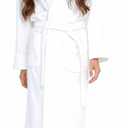 BIOLINEN 100% Cotton Terry Shawl Collar Bathrobe with Slippers 1 Pack (One Size, White)