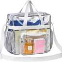 MAY TREE Clear Bag for Stadium Events 12612 Clear Tote Lunch Bag with Reinforced Straps for Work, Sporting Events and Gym, White