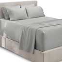 Hearth & Harbor Extra Deep Pocket King Size Sets - Fits Mattress 18-24 Inches Deep - Extra Deep Pocket Sheets - 6 Piece King Size - King - Silver Sheets
