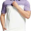 Rouen Polo Shirts for Men Quick Dry Regular Fit Casual Color Block Chest Print Active Short Sleeve Collared Mens Golf Shirt (XXL)