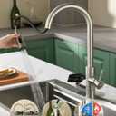 OWOFAN Kitchen Faucet with Cup Washer Pull Down Sprayer Stainless Steel Kitchen Sink Faucet with Deck Plate Glass Rinser Single Hole Brushed Nickel