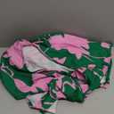 SweatyRocks Women's Boho Floral Print Halter Romper Sleeveless Criss Cross Front Short Jumpsuit (Green and Pink) Small