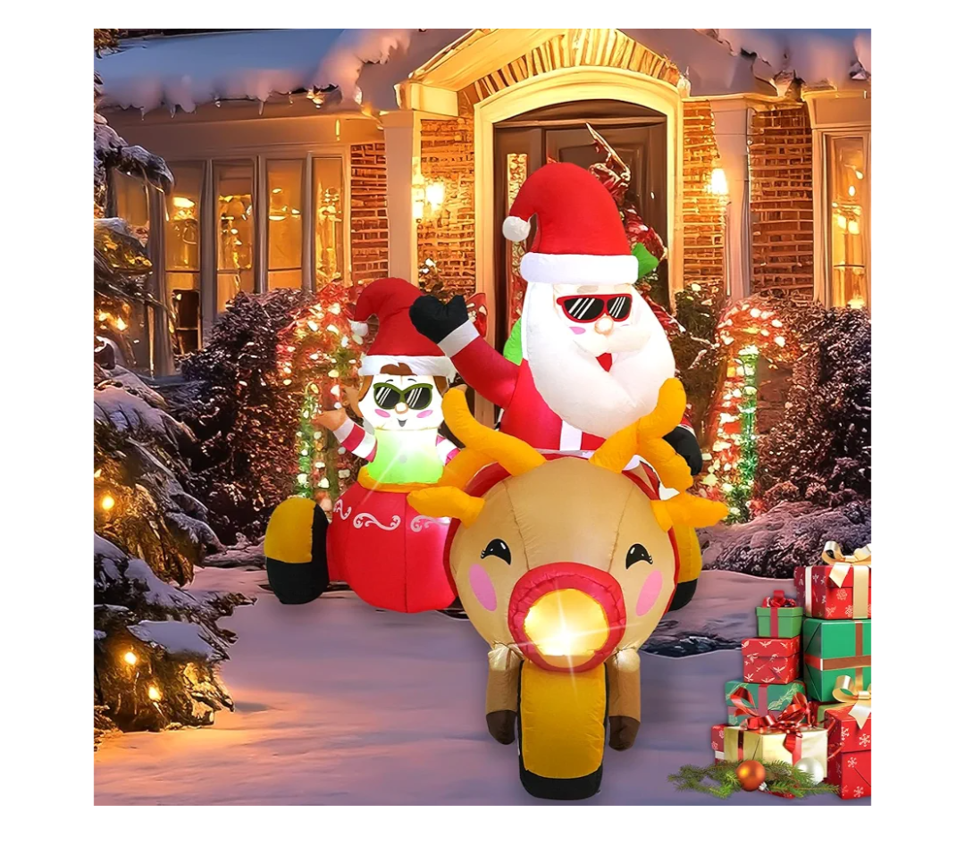 6FT Santa Claus Inflatable Decoration with Built-in LED Lights, Christmas Outdoor Inflatable Decoration for Lawn, Yard, Garden, Patio