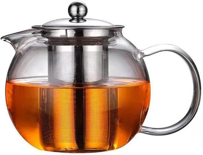Glass Teapot with Removable Infuser, Stovetop and Microwave Safe, Borosilicate Clear Glass Teapot (22 oz)