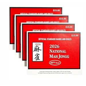 Mahjong Cards 2026 - Large Print American Mah Jongg Reference Cards, 4Pack Waterproof Easy to Read