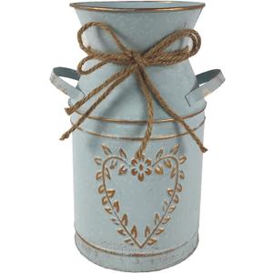 Vintage Galvanized Milk Can, Farmhouse Decorative Flower Vase, Rustic Shabby Chic Vase with Handle for Home Office Decor 7.5"