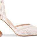 Slingback Mesh Mule Heels for Women with 3.75 Inches Heel (9, Beige)