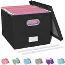 Oterri File Organizer, File Box, File Cabinet for Letter File Folder Storage, Hanging File Organizer for Office/Decor/Home,Document Organizer, 1 Pack,Black-Box Only