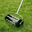 Rolling Lawn Aerator Tool, 57 Inch Back-Saving Handle, Heavy Duty Galvanized Steel Spike Aerator for Grass Roots, 1.4" D Manual Push Loosener