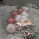 SHareconn 9ct 3.94 Inch Christmas Tree Balls Ornaments, Colored Shatterproof Plastic Decorative Baubles for Xmas Tree Decor Holiday Party Wedding Decoration (Red & White, 10cm)