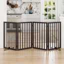 Dog Gate for Doorways 32" Tall Freestanding Dog Gate for Stair Foldable Pet Gate for Dogs Indoor (Brown,4 Panel)