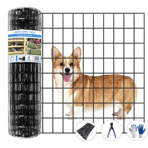 Welded Wire Fence, 50ft(L) x 24inch(H) Garden Fence for Dog, 2 Inch x 3 Inch 16GA Fencing for Chicken, PVC Coated Anti-Rust Roll Metal Wire Mesh Fence for Yard Vegetable, Black