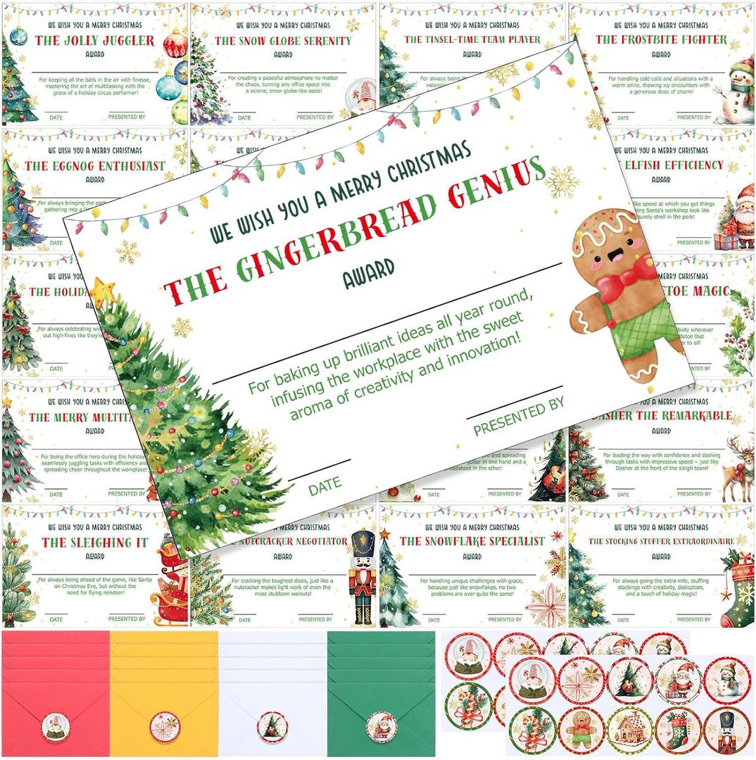 3 x Marspark 60 Pcs Christmas Employee Appreciation Cards Funny Gifts with Envelope Sticker 6x4in Encouragement Awards Thank You Cards Colleague Motivational Gift Coworker Recognition for 20 Staff(Tree)