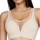 MOVINUN Womens Deep V Bras Wireless Comfortable Bra Supportive No Underwire Bras Tshirt Push Up Bralettes Plunge Seamless Bra Nude L