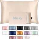 Blissy Silk Pillowcase - 100% Pure Mulberry Silk - 22 Momme 6A High-Grade Fibers - Silk Pillow Cover for Hair & Skin - Regular, Queen & King with Hidden Zipper (Standard, Champagne)