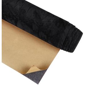 CRE8TIVE Crinkle Crushed Velvet Wallpaper Black Peel and Stick Wallpaper Self Adhesive Velvet Flocking Liner for Jewelry Drawer Box Lining Black Felt Sheets for DIY Crafts Displays Accent Wall