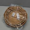 Rattan Bread Baskets Round Woven Fruit Bowls Key Holders Stackable for Storage, Snack, Fruit, Vegetable Natural Set of 3 (Wave)