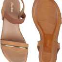 BATA Womens Sandals, Open Toe Dressy Wedges heels sandals, Adjustable Slip on Elastic Ankle Strap Fit, Stylish Heeled for Office, Party, Weddings & All-Day Wear (6, Beige)