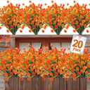 PAJIXANTHIC 20Pcs Artificial Fall Flowers Outdoor,Fake Autumn Plants for Thanksgiving Decor Indoor Outside Window Box Garden Home Harvest Decor