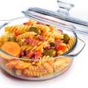 NUTRIUPS Mini Glass Casserole Dish with Lid Oven Safe Round Casserole Dish 6"" Glass Baking Dish With Lid Small Casserole Cookware (28.7oz), clear