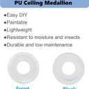 2 Pieces Molded PU Ceiling Medallion,Ceiling Light Cover Plate,Hole Cover for Light Fixtures and Ceiling Fans, 9.8"OD x 4"ID x 0.94"P (Fits Canopies up to7-1/4"),White