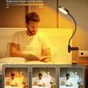 Glocusent 5W Clip on Light, 36LED Eye Caring Reading Light for Bed, 3 Colors & 5 Brightness Clip on Lamp with Adapter, Perfect Reading Light for Bed with Clamp/Bunk Bed/Headboard/Table/Desk