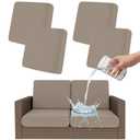 Smiry Waterproof Patio Cushion Covers, Stretch Outdoor Couch Slipcovers Replacement Washable Furniture Protector Sofa Chair Seat Cover for Dogs and Pets (4 Pcs, Taupe)