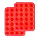 Mini Muffin &Cupcake Set, 24 Cups 2-Pieces, Nonstick Silicone Baking Pan, BPA Free and Dishwasher Safe, Great for Making Muffin Cakes, Tart, Bread (24 Cups Red, 2 PCS)