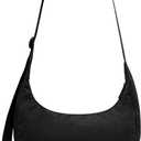 Iioscre Medium Nylon Crossbody Crescent Bag for Women Men, 2 Zippers Crossbody Hobo Bag with Adjustable Strap & Inner Pockets