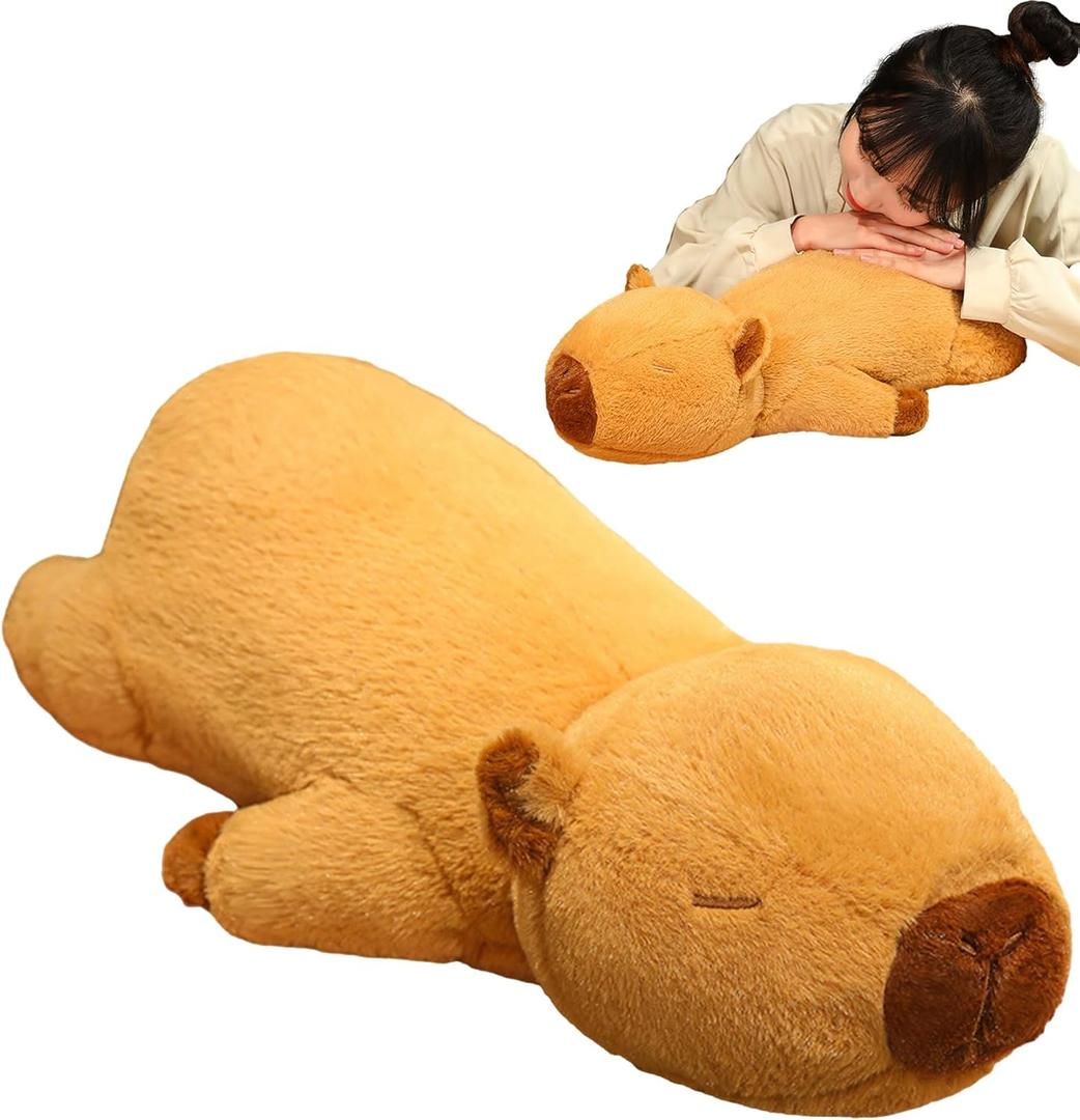 GOOC 24 Inch Fluffy Capybara Plush Pillow Stuffed Animal Capybara Hugging Pillow Soft Plushies Toy for Home Decor Gift for Kids or Lover in Birthday Valentine...