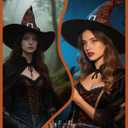 2 x Halloween Witch Hat for Women - Themed Party Headwear Accessory (Brown)